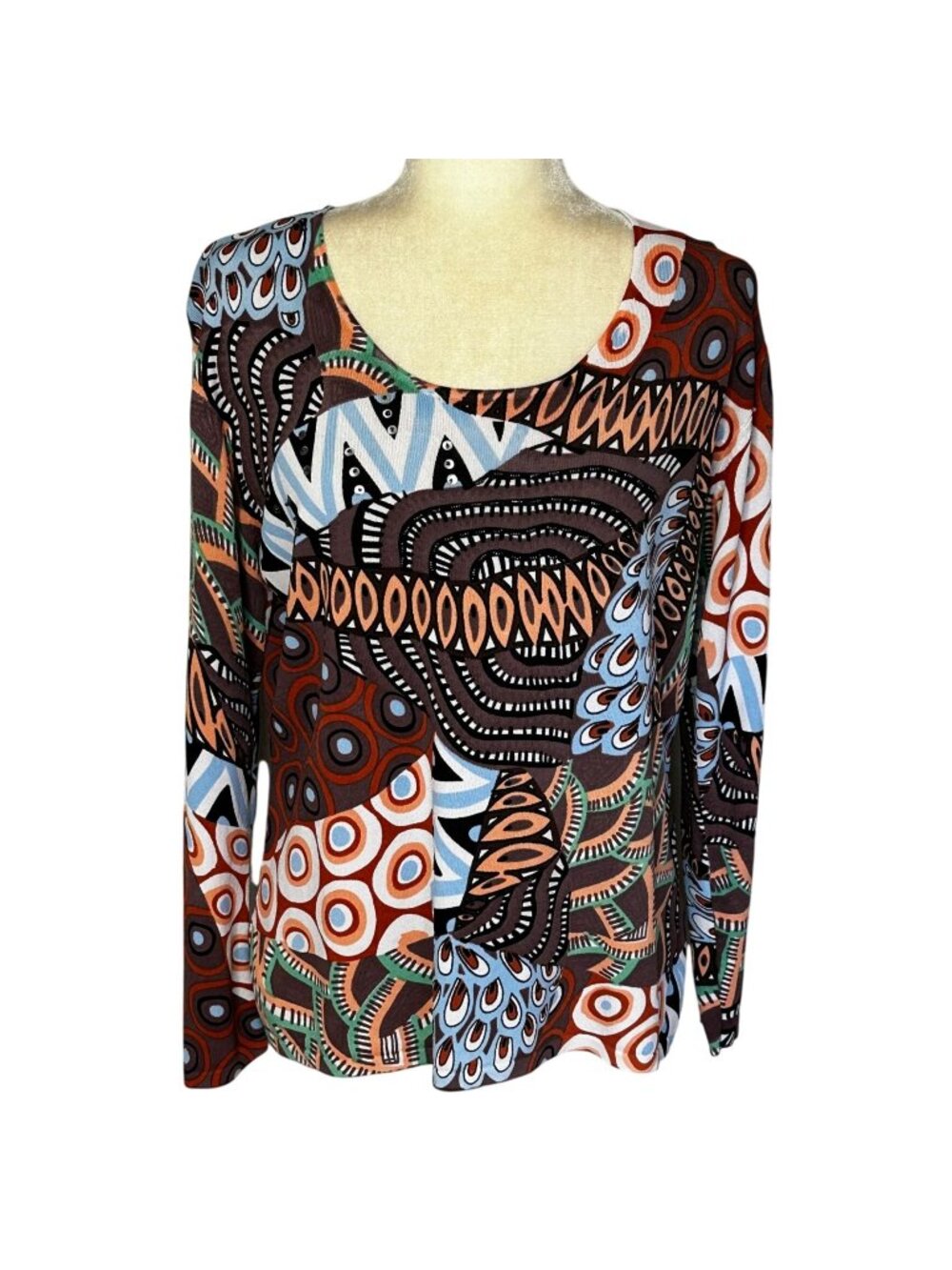 Vintage Pierri New York Abstract Beaded Stretch Top Y2K Maximalist Sz L